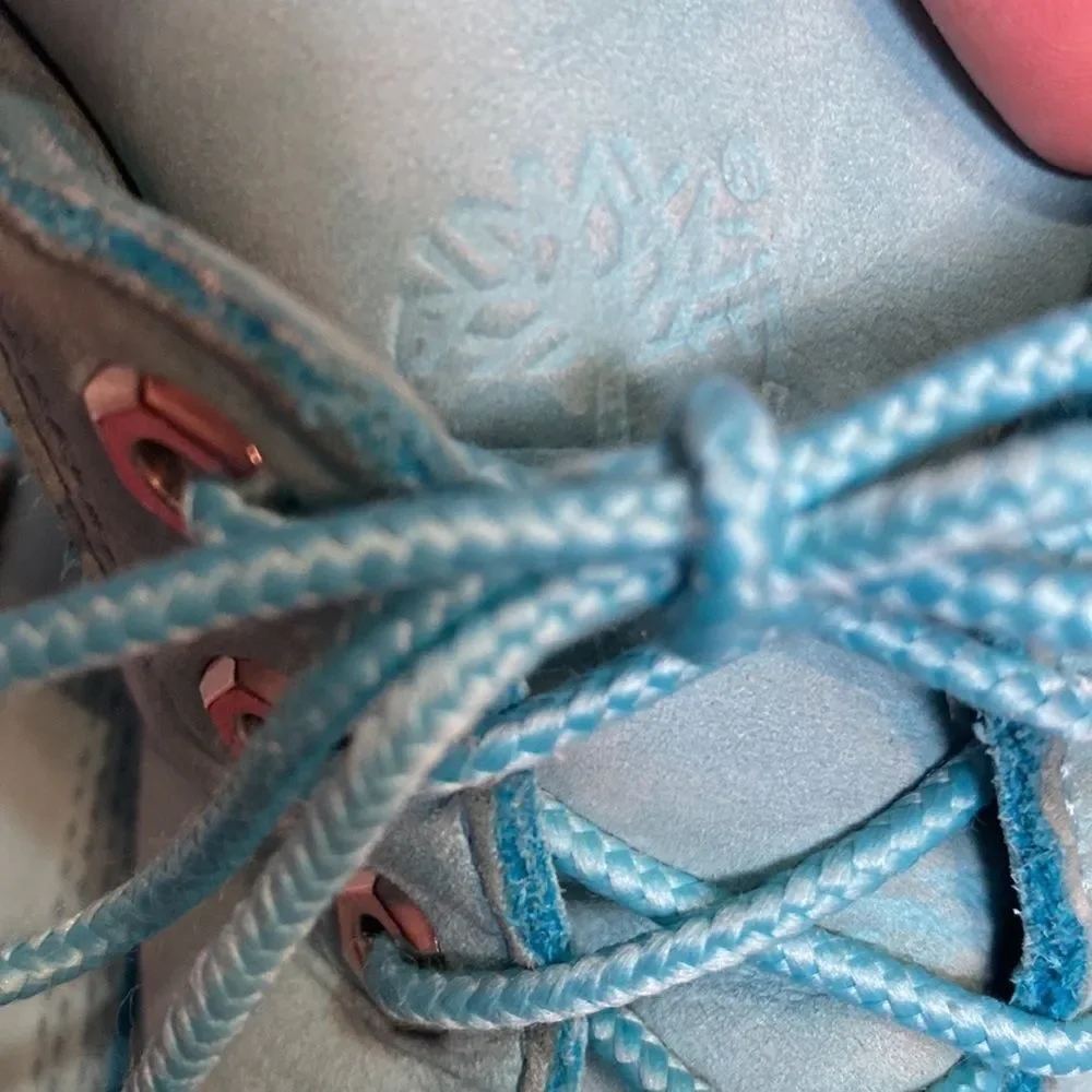 Timberland Light Blue Lace Up Suede Boys Youth Size 6.5 Boots